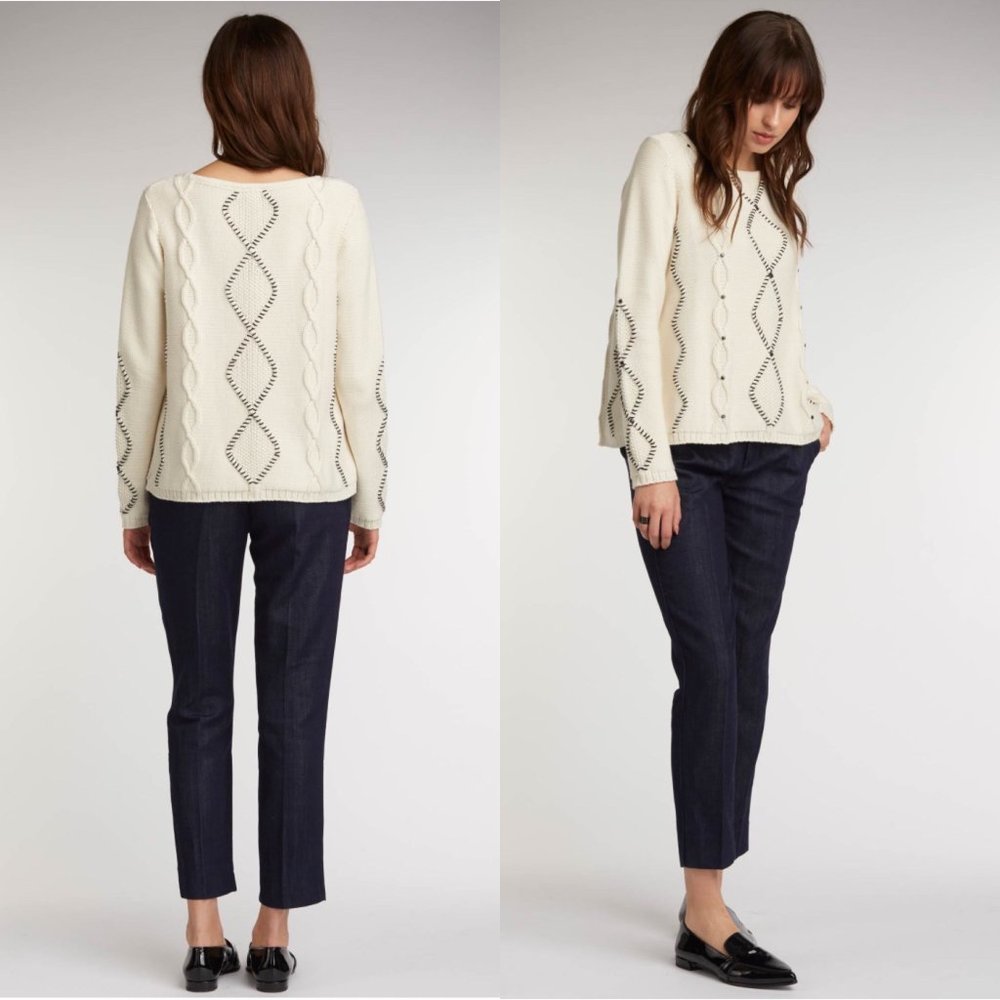 Organic Cotton Studded Cable Sweater - Picture 1 of 6